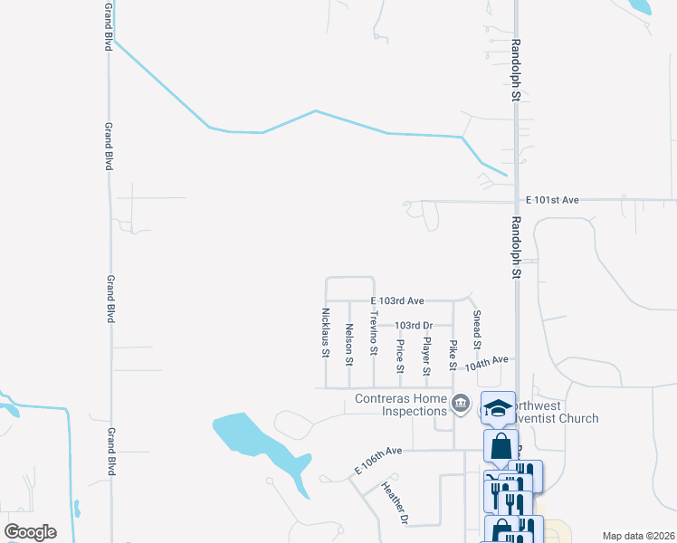 map of restaurants, bars, coffee shops, grocery stores, and more near 7270 East 102nd Place in Crown Point