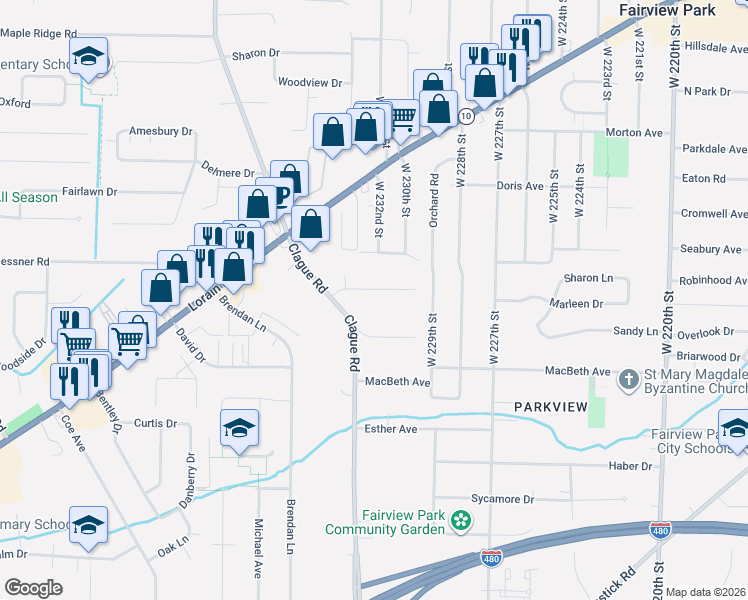 map of restaurants, bars, coffee shops, grocery stores, and more near 3993 Clague Road in North Olmsted