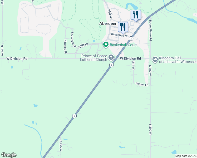 map of restaurants, bars, coffee shops, grocery stores, and more near 9-49 State Road 2 in Valparaiso