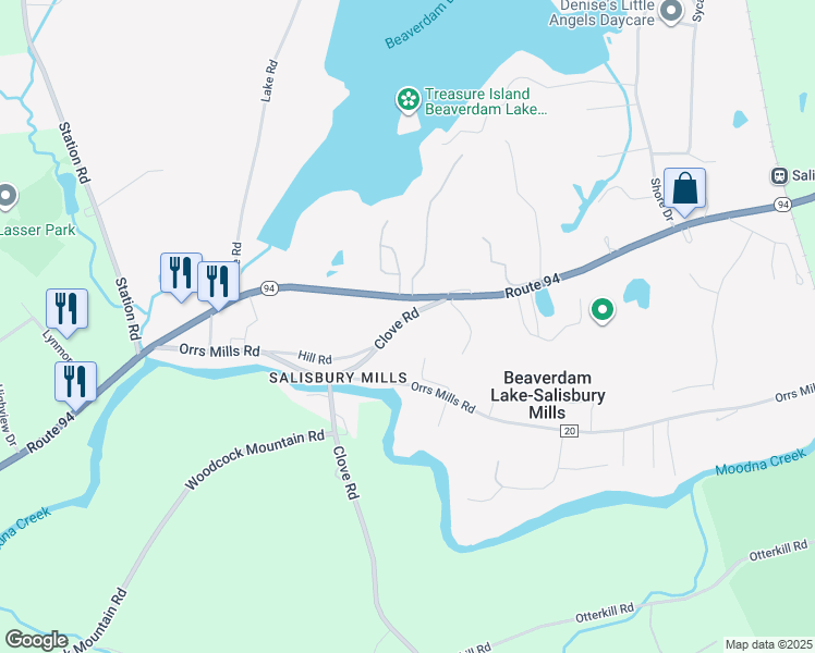 map of restaurants, bars, coffee shops, grocery stores, and more near 11 Clove Road in Beaverdam Lake-Salisbury Mills