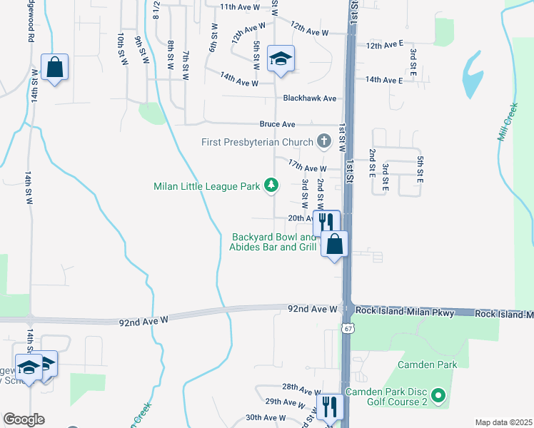map of restaurants, bars, coffee shops, grocery stores, and more near 300-398 West 19th Avenue Court in Milan
