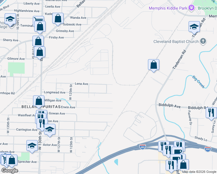 map of restaurants, bars, coffee shops, grocery stores, and more near 11704 Lena Avenue in Cleveland
