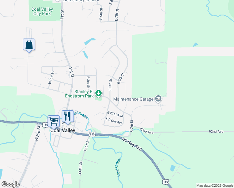 map of restaurants, bars, coffee shops, grocery stores, and more near 1800 7th Street in East Moline