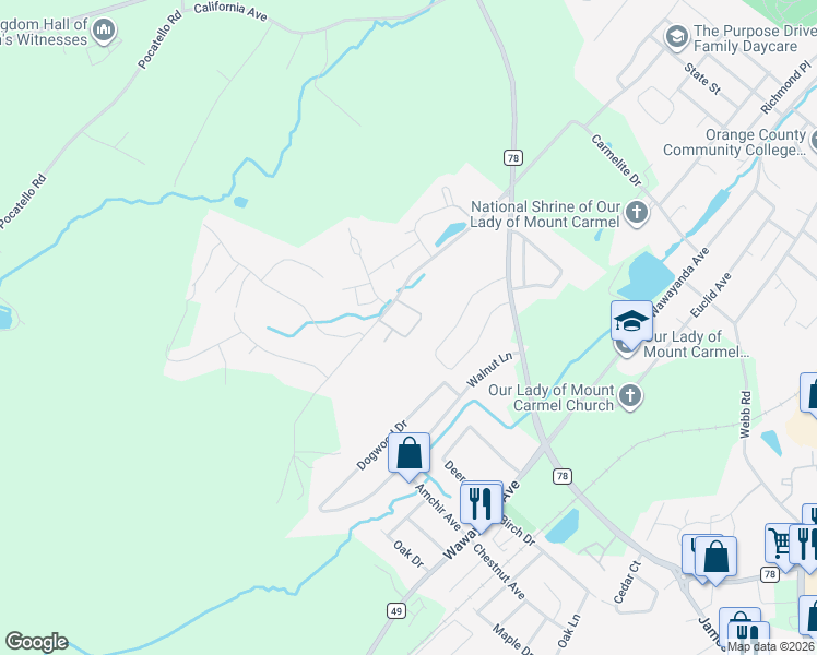 map of restaurants, bars, coffee shops, grocery stores, and more near 97-127 High Barney Lane in Middletown