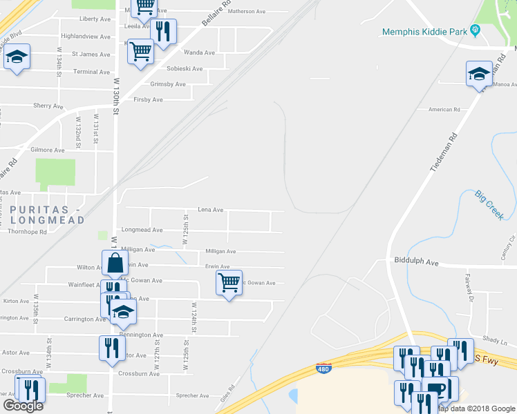 map of restaurants, bars, coffee shops, grocery stores, and more near 11818 Lena Avenue in Cleveland
