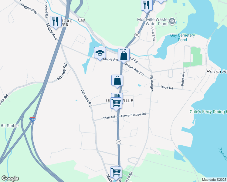 map of restaurants, bars, coffee shops, grocery stores, and more near 228 Norwich-New London Turnpike in Montville