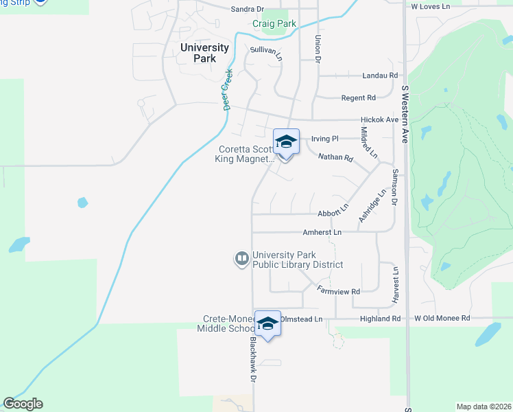 map of restaurants, bars, coffee shops, grocery stores, and more near 1043 Blackhawk Drive in University Park