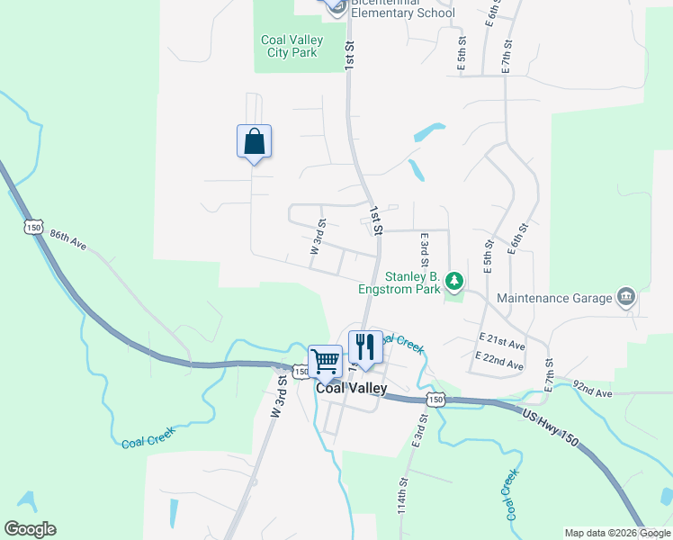 map of restaurants, bars, coffee shops, grocery stores, and more near 210 West 19th Avenue in Coal Valley