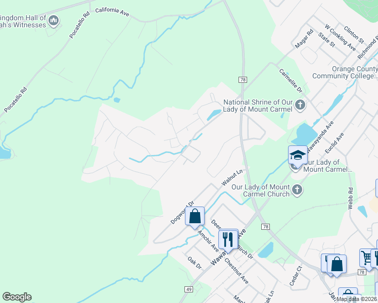 map of restaurants, bars, coffee shops, grocery stores, and more near 97 High Barney Road in Middletown