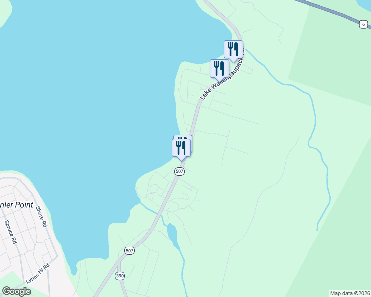 map of restaurants, bars, coffee shops, grocery stores, and more near 194 Pennsylvania 507 in Hawley