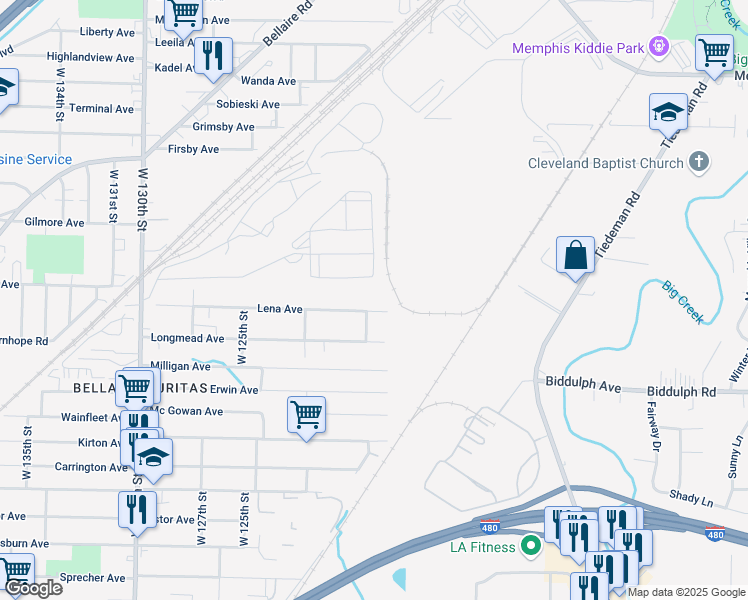 map of restaurants, bars, coffee shops, grocery stores, and more near 11704 Lena Avenue in Cleveland