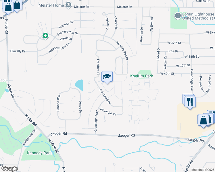 map of restaurants, bars, coffee shops, grocery stores, and more near in Lorain