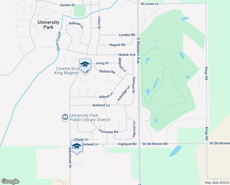 map of restaurants, bars, coffee shops, grocery stores, and more near 1049 Abbott Lane in University Park