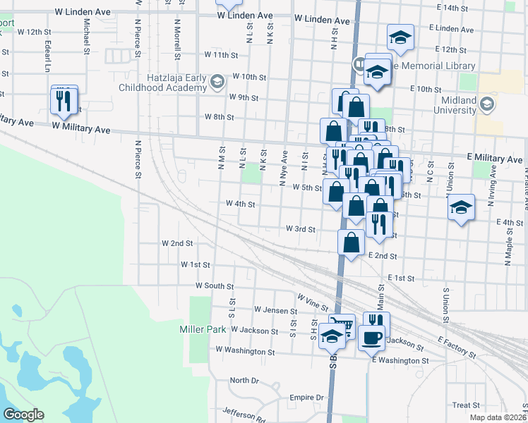 map of restaurants, bars, coffee shops, grocery stores, and more near 605 West 4th Street in Fremont