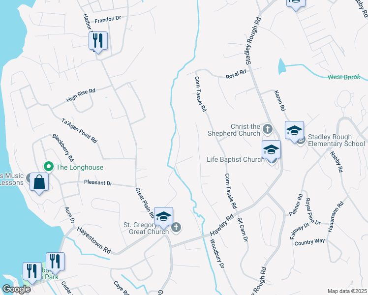 map of restaurants, bars, coffee shops, grocery stores, and more near 25 Tamanny Trail in Danbury