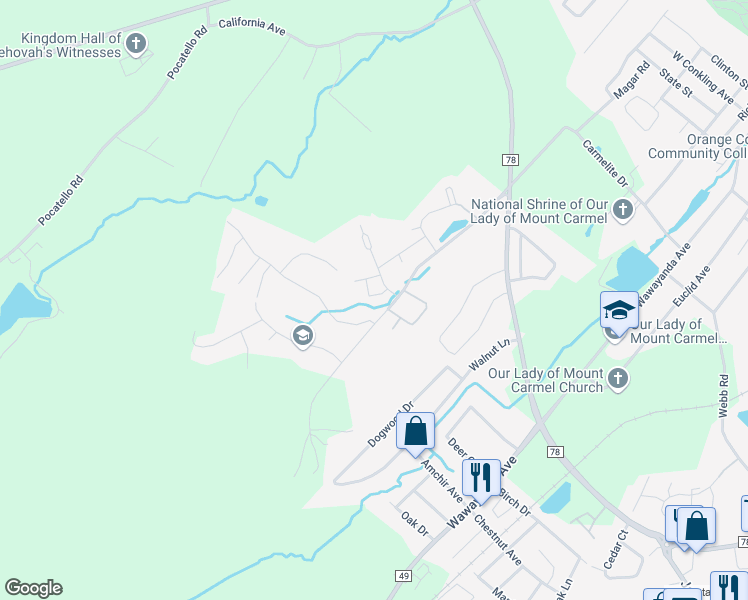 map of restaurants, bars, coffee shops, grocery stores, and more near 17 Lexington Way in Middletown