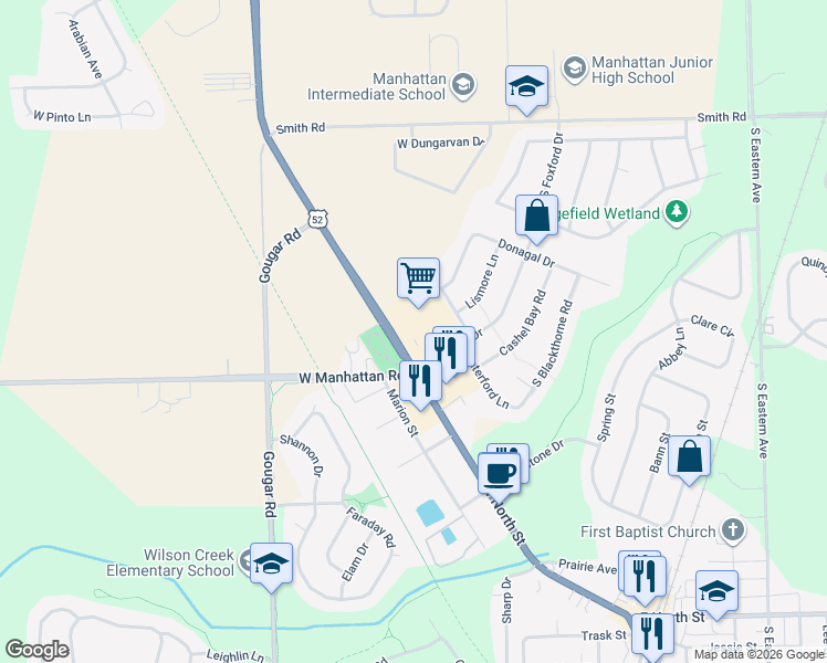 map of restaurants, bars, coffee shops, grocery stores, and more near 150 Market Place in Manhattan