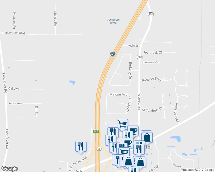map of restaurants, bars, coffee shops, grocery stores, and more near 5188 Berkeley Drive in Sheffield