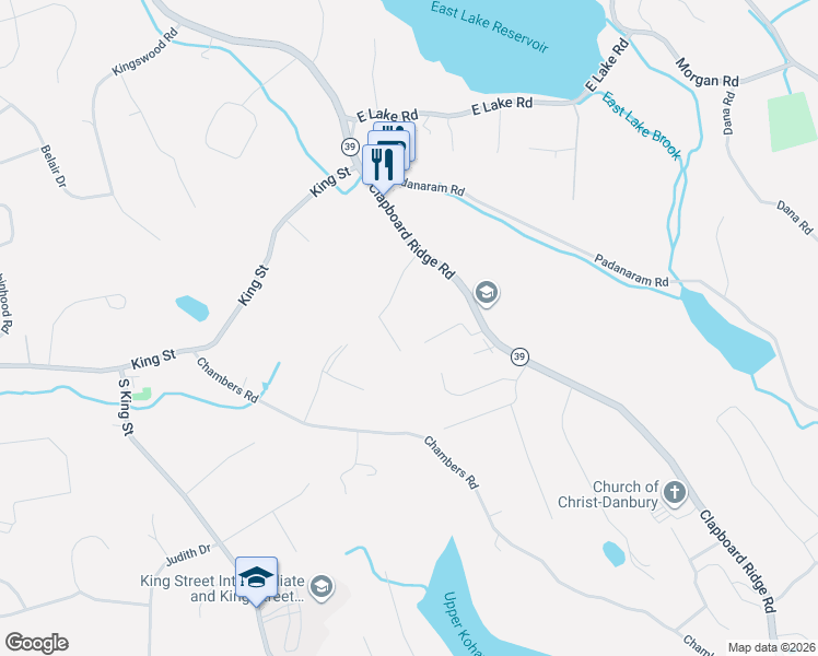 map of restaurants, bars, coffee shops, grocery stores, and more near 14 Old Hayrake Road in Danbury