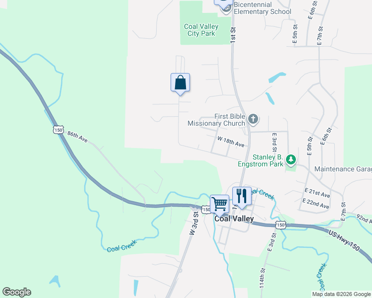 map of restaurants, bars, coffee shops, grocery stores, and more near 405 W 19th Ave in Coal Valley