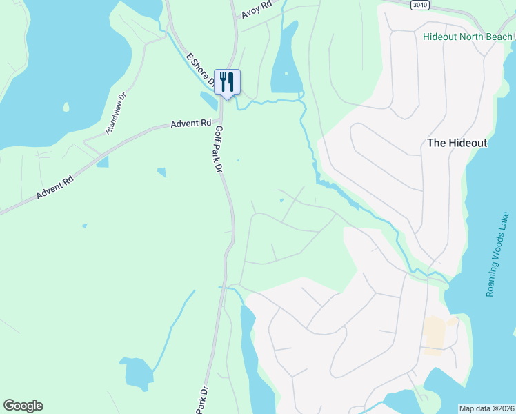 map of restaurants, bars, coffee shops, grocery stores, and more near 932-950 Forest Lane in Lake Ariel