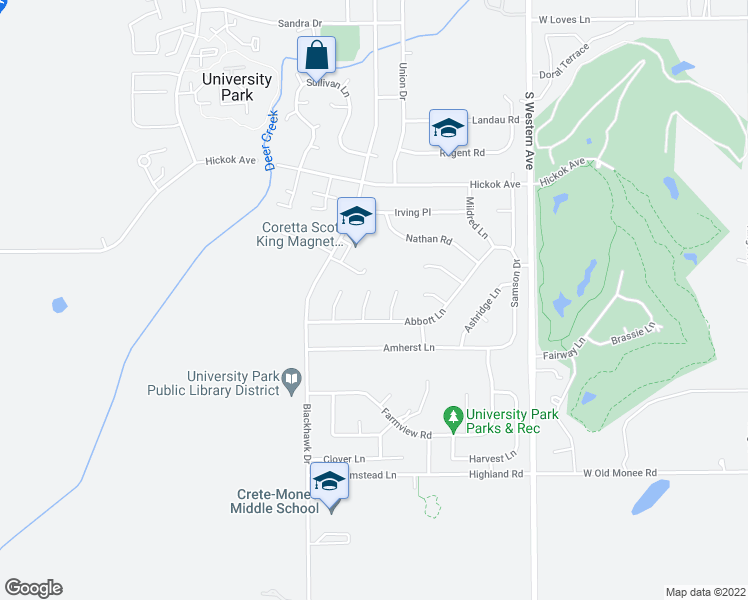 map of restaurants, bars, coffee shops, grocery stores, and more near 1041 Bradfield Court in University Park