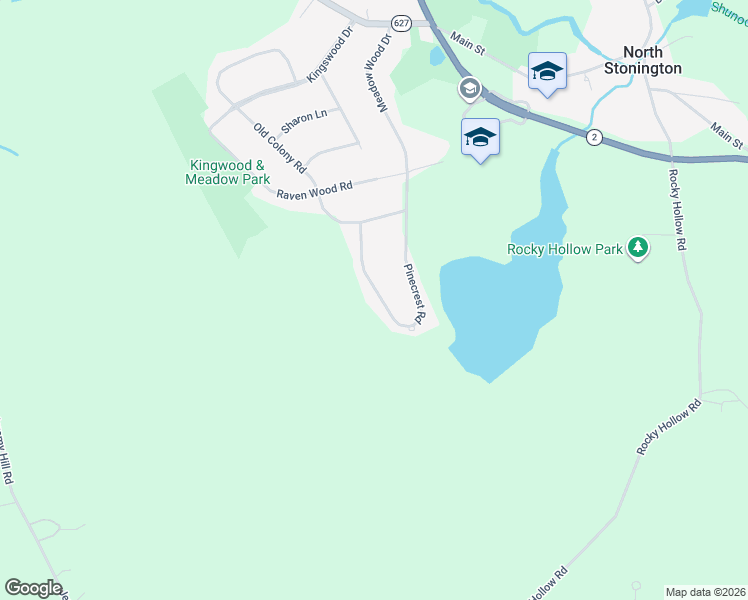 map of restaurants, bars, coffee shops, grocery stores, and more near 23 Pinecrest Road in North Stonington