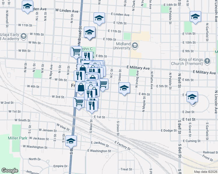 map of restaurants, bars, coffee shops, grocery stores, and more near 402 East 4th Street in Fremont