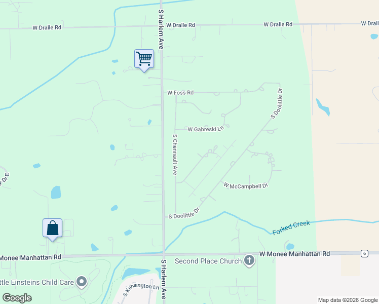 map of restaurants, bars, coffee shops, grocery stores, and more near 25128 Hanson Court in Monee