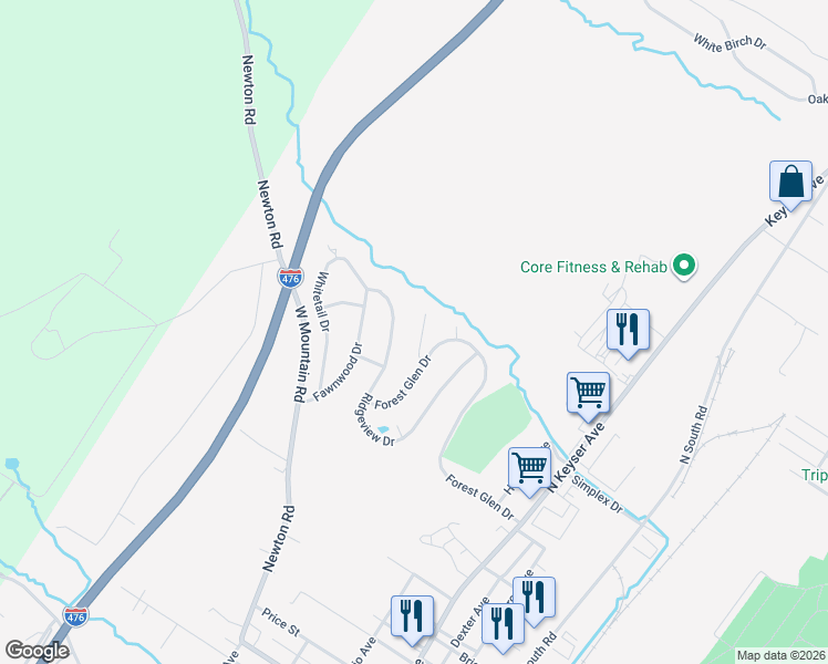 map of restaurants, bars, coffee shops, grocery stores, and more near 6 Overbrook Cir in Scranton