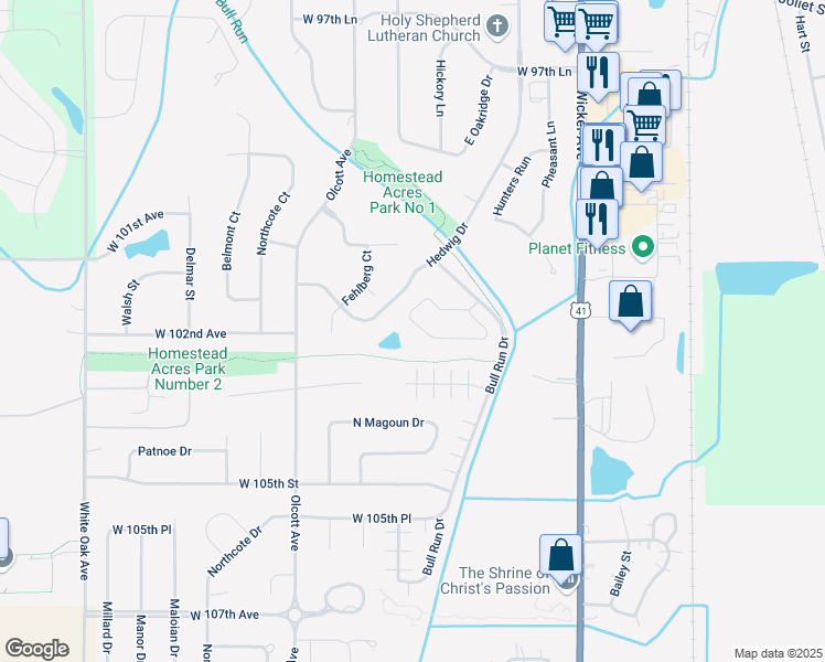 map of restaurants, bars, coffee shops, grocery stores, and more near St John Trail in St John
