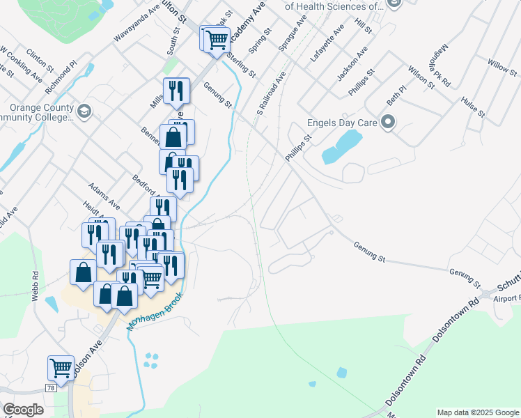 map of restaurants, bars, coffee shops, grocery stores, and more near 32-40 Palmer Avenue in Middletown