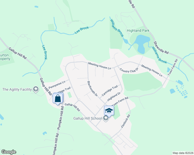 map of restaurants, bars, coffee shops, grocery stores, and more near 11 Blackwatch Lane in Ledyard