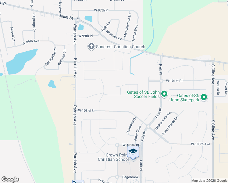 map of restaurants, bars, coffee shops, grocery stores, and more near 10179 Parrish Street in St. John