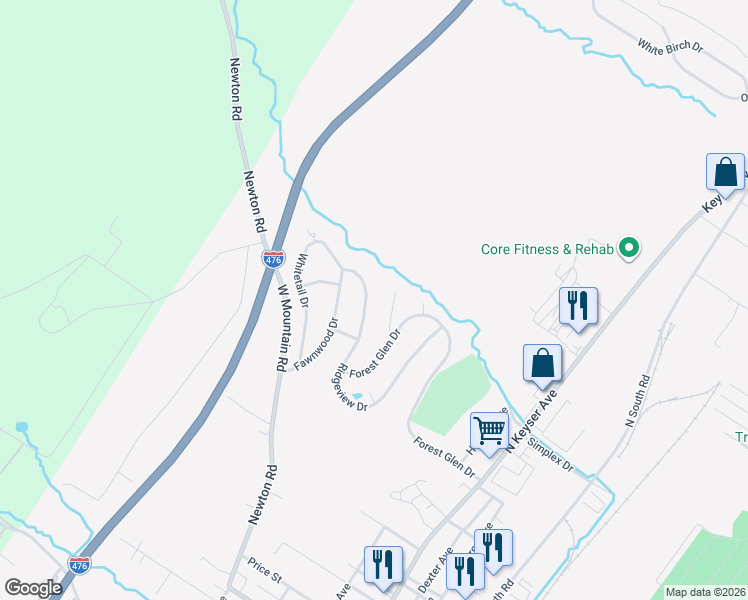 map of restaurants, bars, coffee shops, grocery stores, and more near 6 Overbrook Cir in Scranton