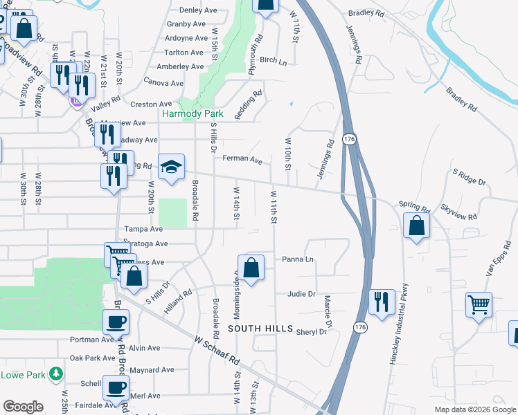 map of restaurants, bars, coffee shops, grocery stores, and more near 4495 West 12th Street in Cleveland