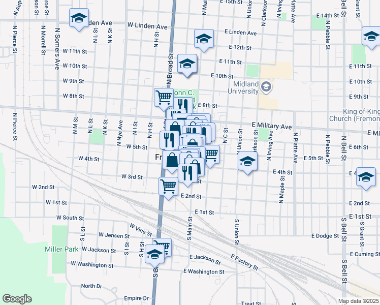 map of restaurants, bars, coffee shops, grocery stores, and more near 305 East 4th Street in Fremont