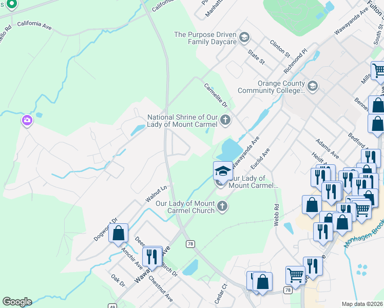 map of restaurants, bars, coffee shops, grocery stores, and more near 14 Spruce Peak Road in Middletown