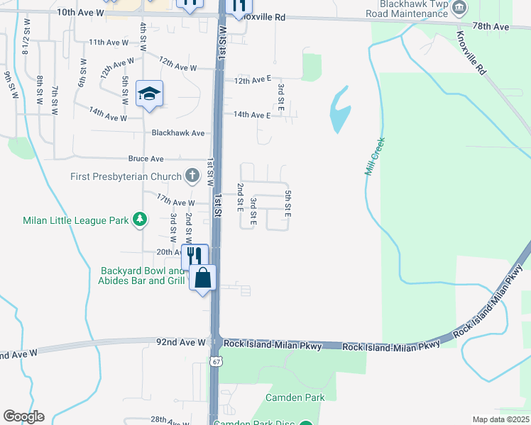map of restaurants, bars, coffee shops, grocery stores, and more near 1599 3rd Street East in Milan