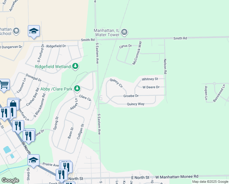 map of restaurants, bars, coffee shops, grocery stores, and more near 15037 Quincy Circle in Manhattan