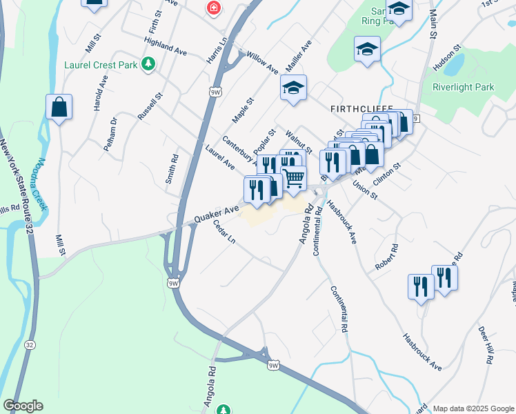 map of restaurants, bars, coffee shops, grocery stores, and more near 10 Elm Street in Cornwall