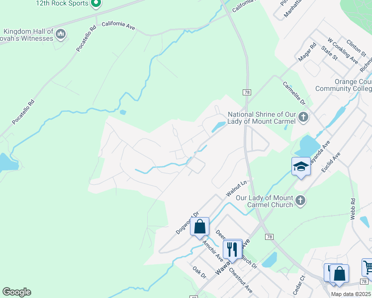 map of restaurants, bars, coffee shops, grocery stores, and more near 32 Jordan Lane in Middletown