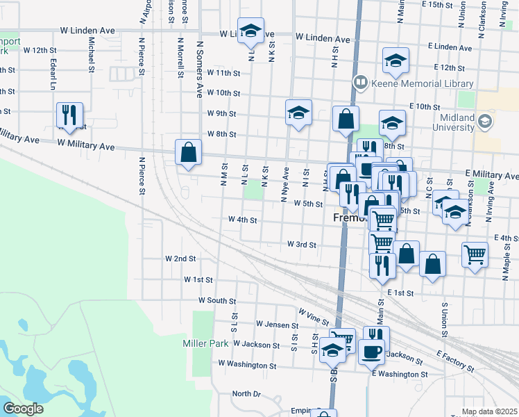 map of restaurants, bars, coffee shops, grocery stores, and more near 640 West 5th Street in Fremont
