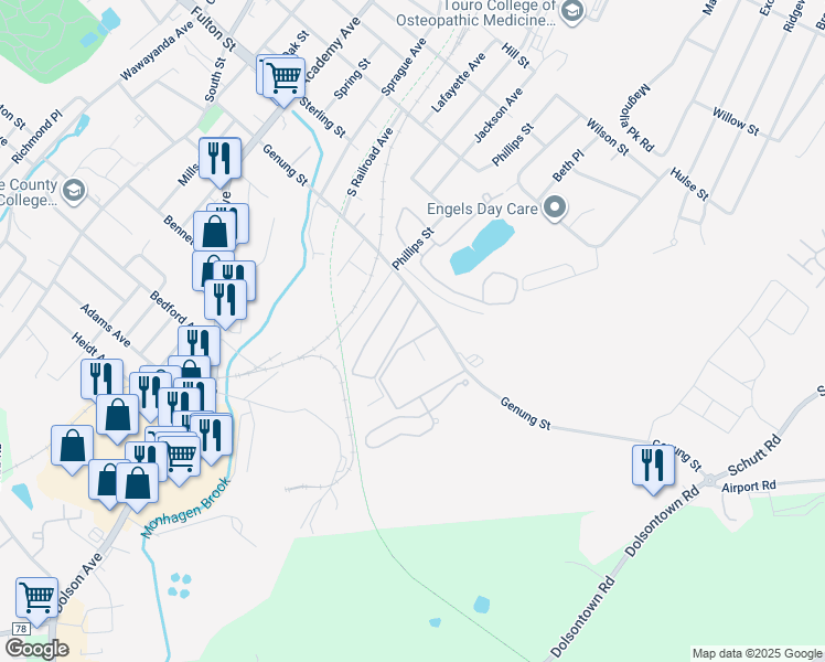 map of restaurants, bars, coffee shops, grocery stores, and more near 47 Ruth Court in Middletown
