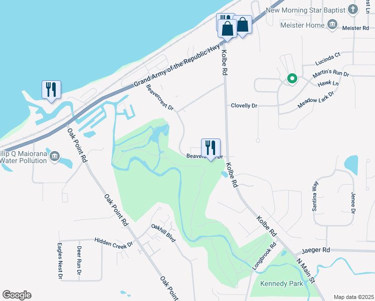 map of restaurants, bars, coffee shops, grocery stores, and more near 5536 Beavercrest Drive in Lorain