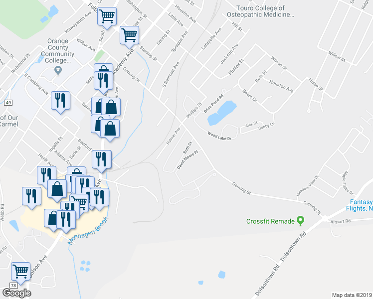 map of restaurants, bars, coffee shops, grocery stores, and more near 221 Ruth Court in Middletown