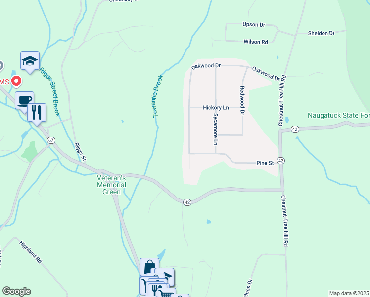 map of restaurants, bars, coffee shops, grocery stores, and more near 50 Oakwood Drive in Oxford