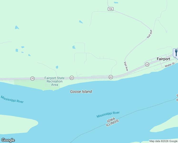 map of restaurants, bars, coffee shops, grocery stores, and more near 3311 Valley View Road in Muscatine