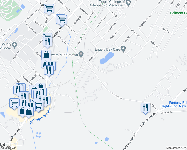 map of restaurants, bars, coffee shops, grocery stores, and more near 47 Ruth Court in Middletown