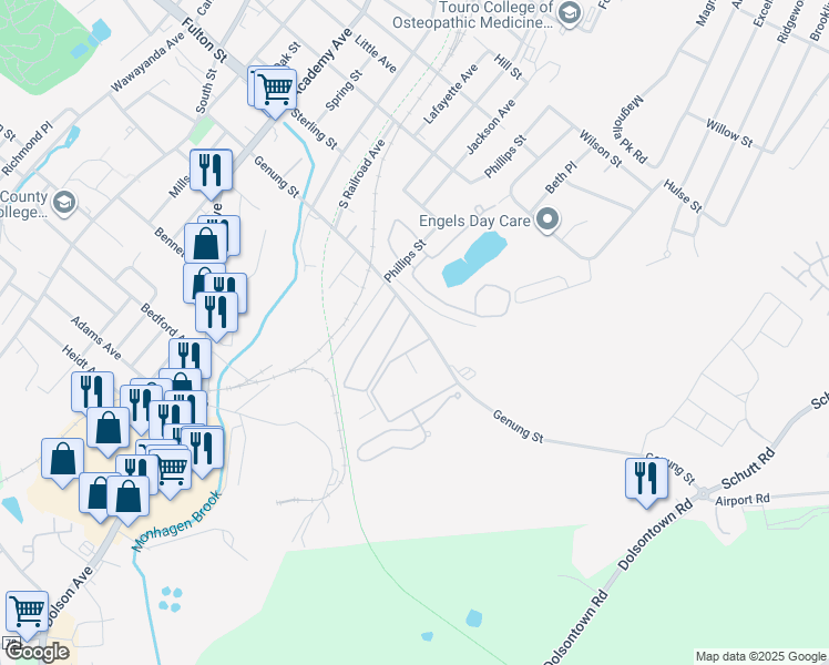 map of restaurants, bars, coffee shops, grocery stores, and more near 360 Ruth Court in Middletown